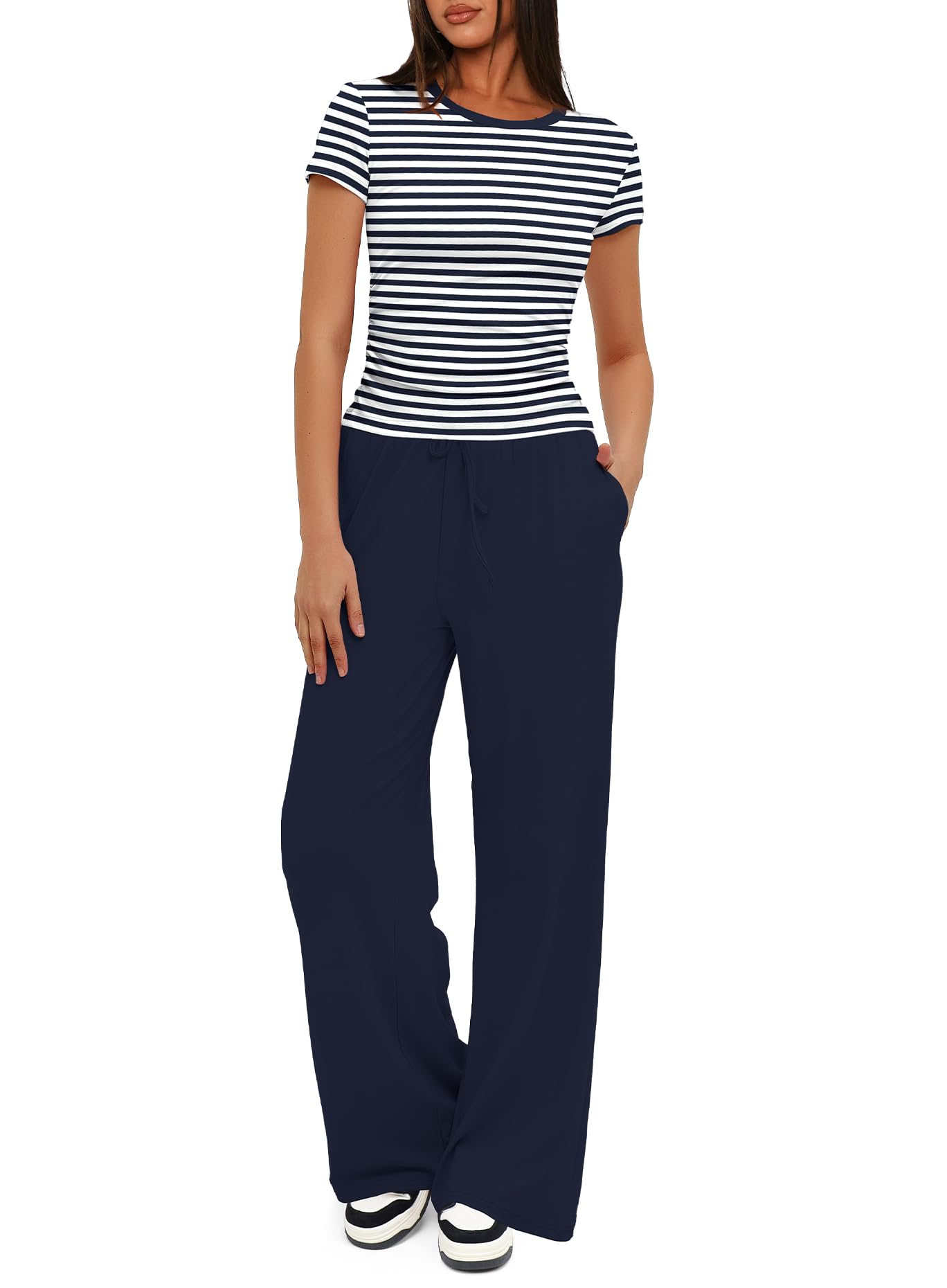 Ensemble homewear chic manches courtes froncé pour cocooning - 6