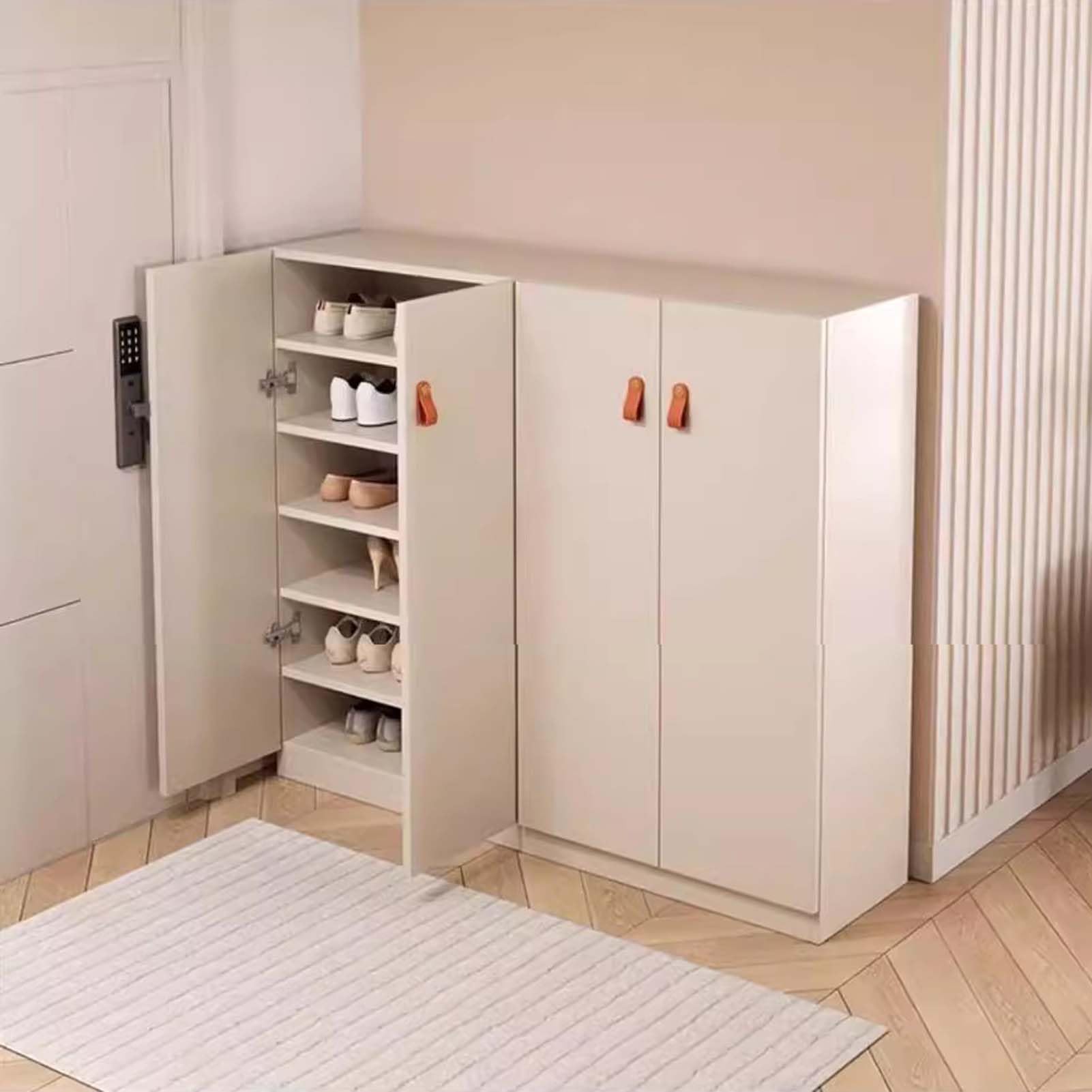 HUHJYUGE Scarpiera con 2/3/4 Ante, Portascarpe Salvaspazio Chiuso, Scarpiera Armadio Legno, Scarpiera da Esterno da Terrazzo, Truciolato Similpelle, per Corridoio, Armadietto