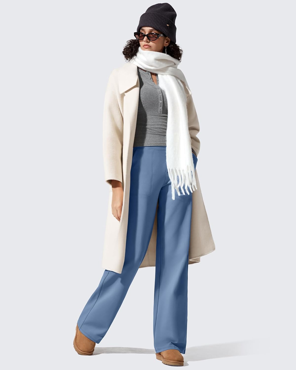 G4Free Women Fleece Lined Pants with Pockets Wide Leg Winter Thermal Work Trousers Dressy Casual Petite/Regular/Tall - Image 6