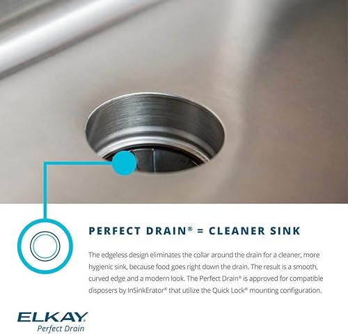 Miniatura 4 de Elkay ELUHAD281645PD Lustertone Classic - Fregadero ADA de acero inoxidable con drenaje perfecto, tamaño grande