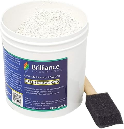 Miniatura 2 de Polvo de marcado láser Brilliance Laser Inks -BLI101MBPWD250 gramos tinta láser negra para marcado de metales con CO2fibraYAG 882oz