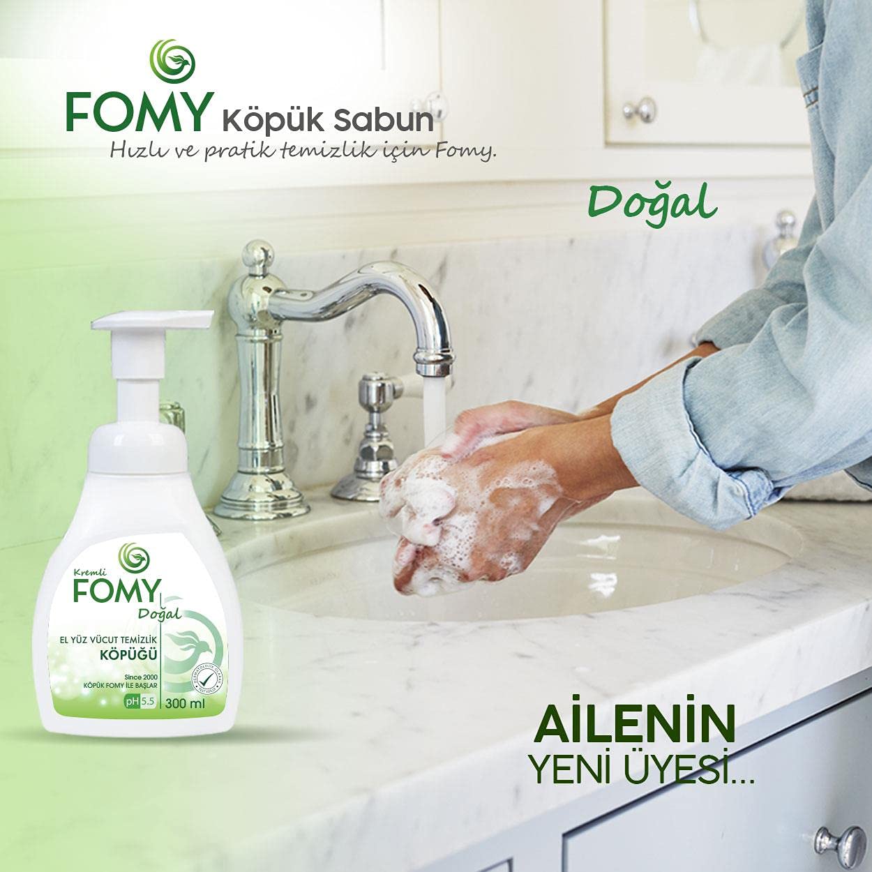 FOMY Doğal Köpük Sabun El Yüz Vücut 300 ml 4 ADET