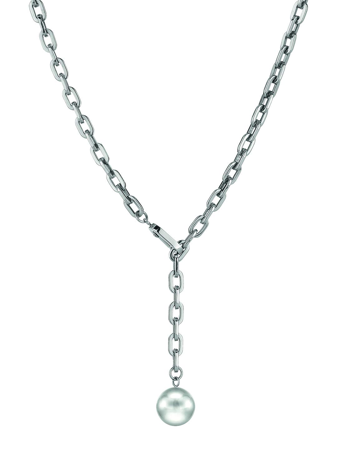 Pietre E Minéraux. Collana 3 Perle Citrino 8 MM Catena IN Acciaio