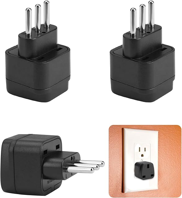 3PCS UK to Italy Plug Adapter UK to 3 pin Italy Travel Adaptor Converter for Italy Chile Vatican City Uruguay Syria Maldives San Marino and more Type L Plug