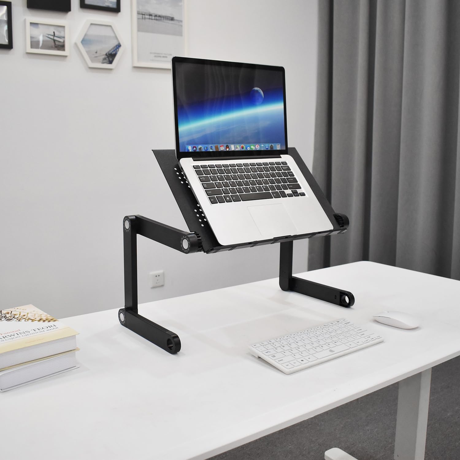hjh OFFICE 802117 VM-SA II - Supporto per laptop in alluminio pieghevole a 360°