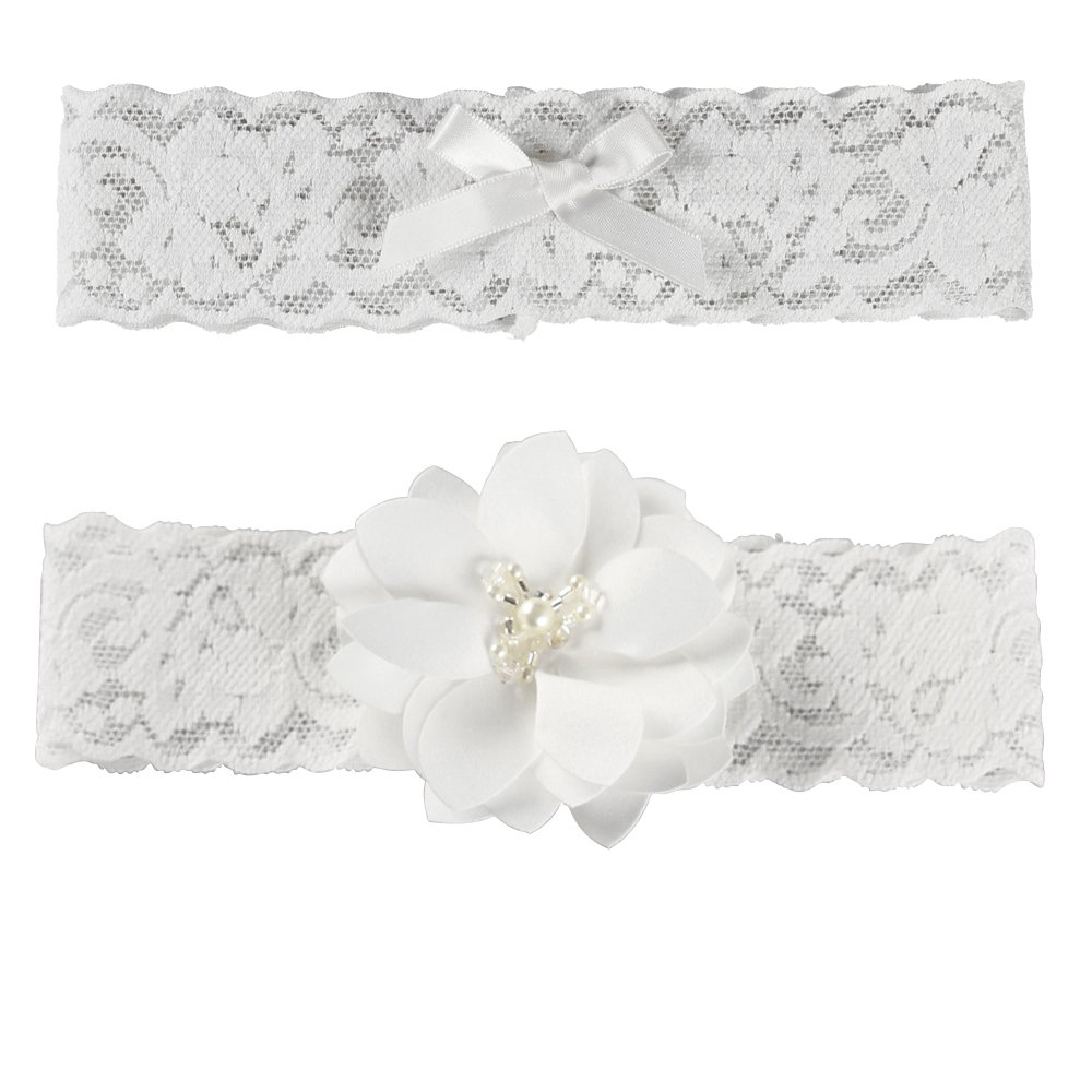 Ivy Lane Design Rustic Garden Bridal Garter Set, Large, White
