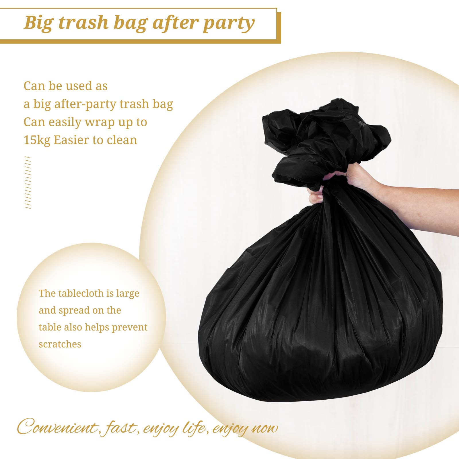 10 paquetes de manteles desechables de plástico negro para mesa rectangular de 137 cm x 274 cm, manteles premium para fiestas en interiores o exteriores, cumpleaños, bodas, picnics, decoración.