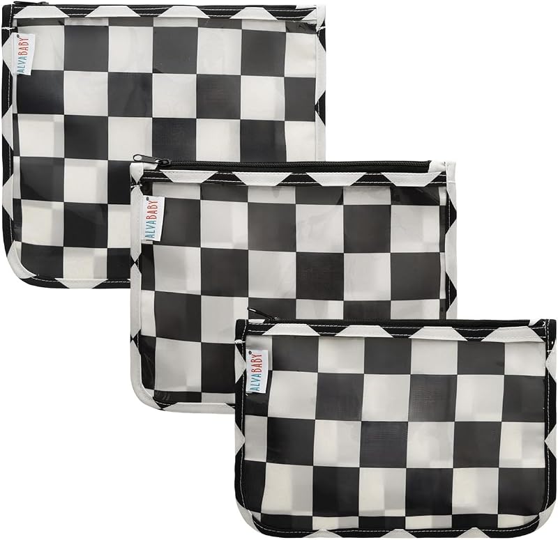 Necessaires de viagem ALVA em TPU transparente com zíper, Pacote com 3