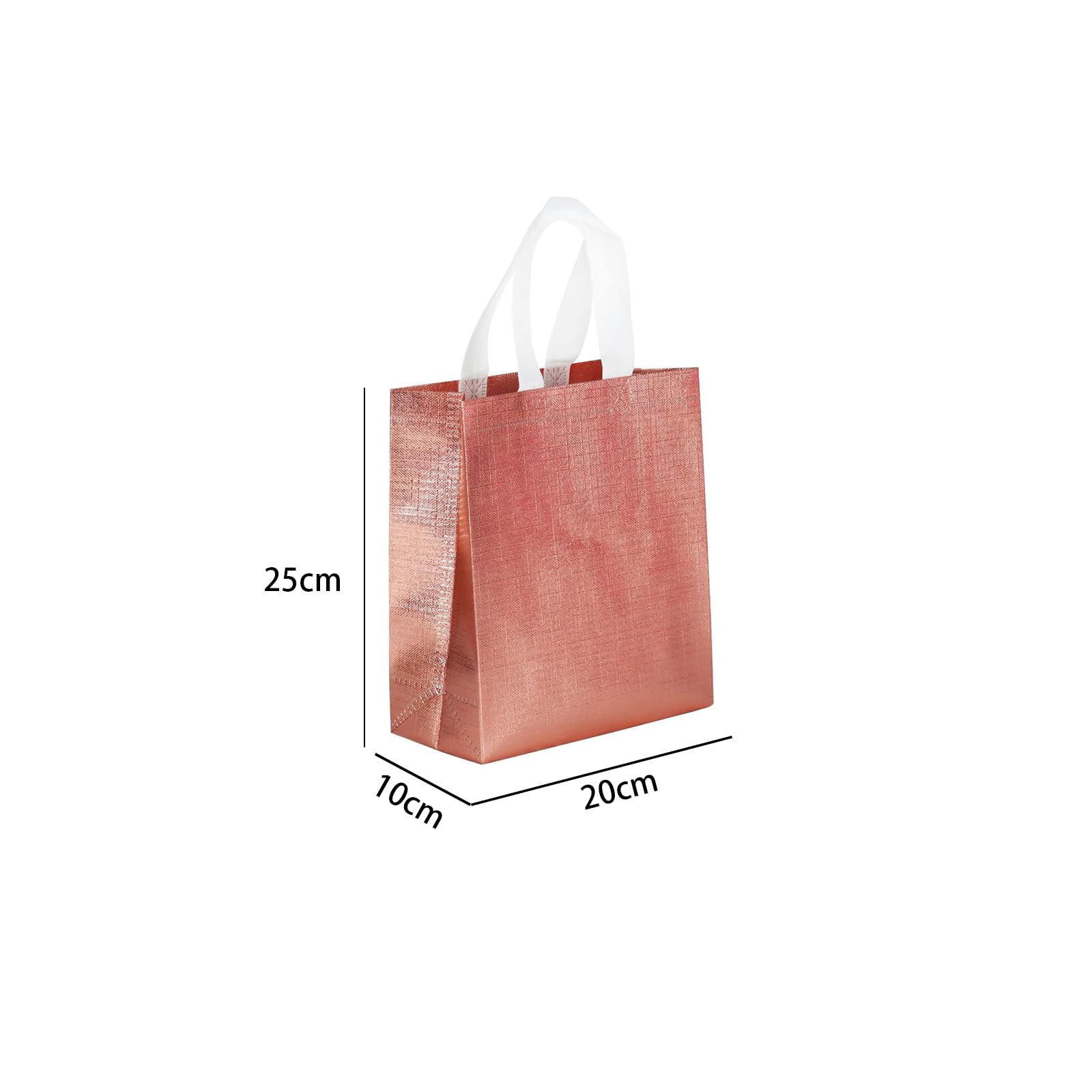 Aoktorkit 5Pcs Rose Gold Gift Bags, Reusable Glossy Grocery Bags, Non-Woven Reusable Shopping Tote Bags-20x10x25cm - Image 2