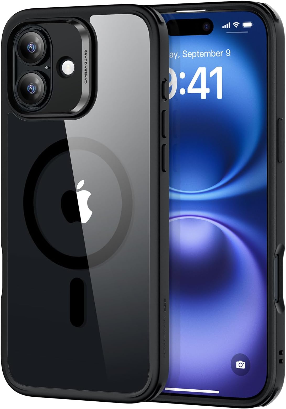 ESR for iPhone 16 Plus Case, Compatible with MagSafe, Shockproof Military-Grade Protection, Magnetic Phone Case for iPhone 16 Plus, Classic Hybrid Case (HaloLock), Clear Black