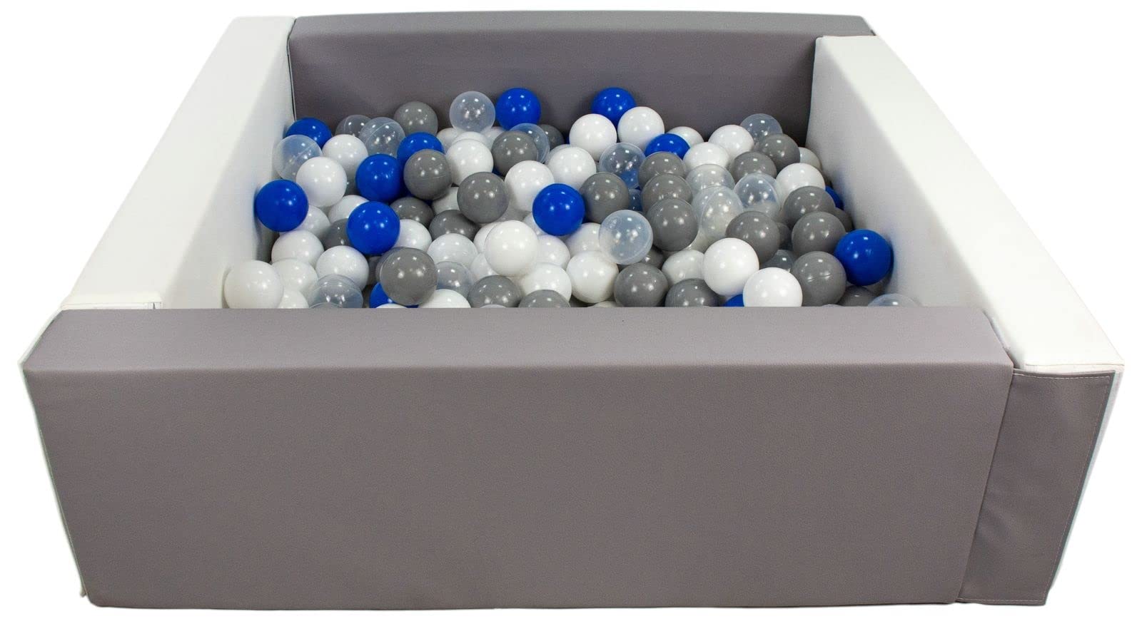 Velinda Soft play ball pit, home ball pit, indoor, outdoor, ball pit + 300 balls (Ball pit/balls colour: white, grey/white, transparent, blue, grey) โ image 1