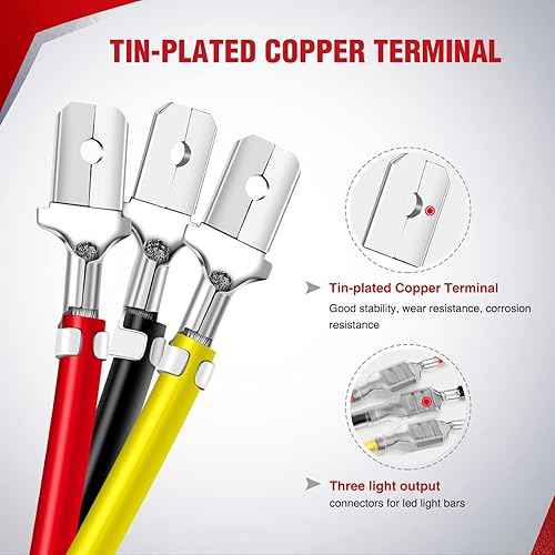 Miniatura 8 de Nilight 2 extensiones de arnés de cableado de 16 AWG de 10 pies para 6 modos de barra de luz blanca y ámbar, juego estroboscópico y enchufe, 3
