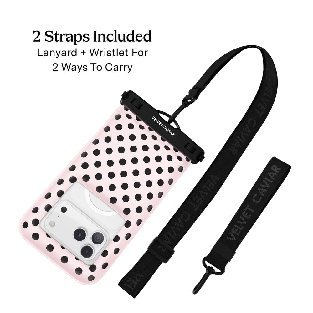 VELVET CAVIAR Funda impermeable para teléfono con cordón, funda flotante IP68 para iPhone y todos los teléfonos, bolsa seca para esnórquel, playa, kayak, artículos esenciales de viaje y crucero para