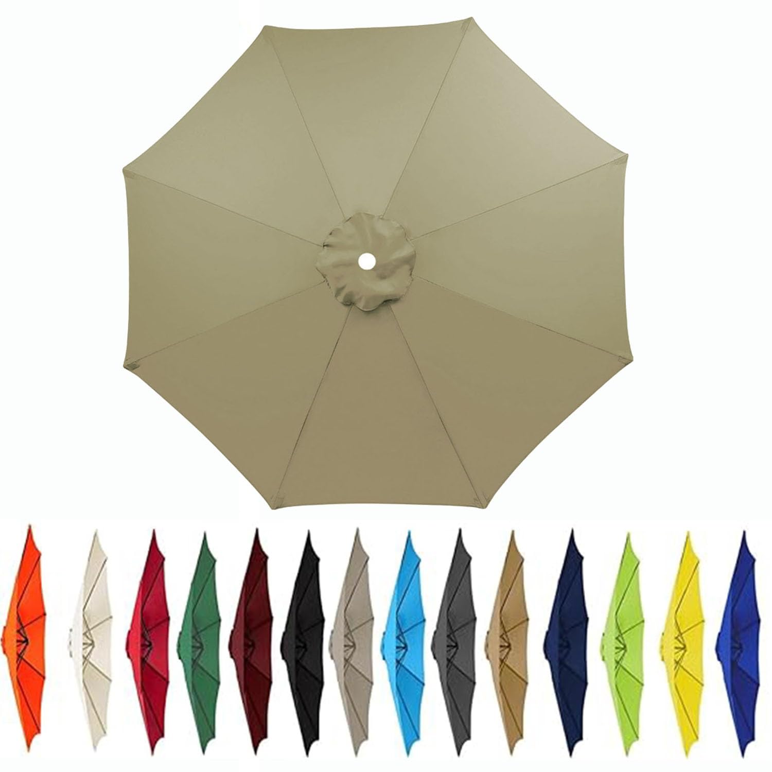 JORTUIO Outdoor Patio Umbrella Replacement Canopy,6 Ribs/8 Ribs Umbrella Canopy Cover, Protective Replacement Parasol Fabric Standby Cover,Canopy Only(Color 13,6.5ft(2.0m)/8ribs)