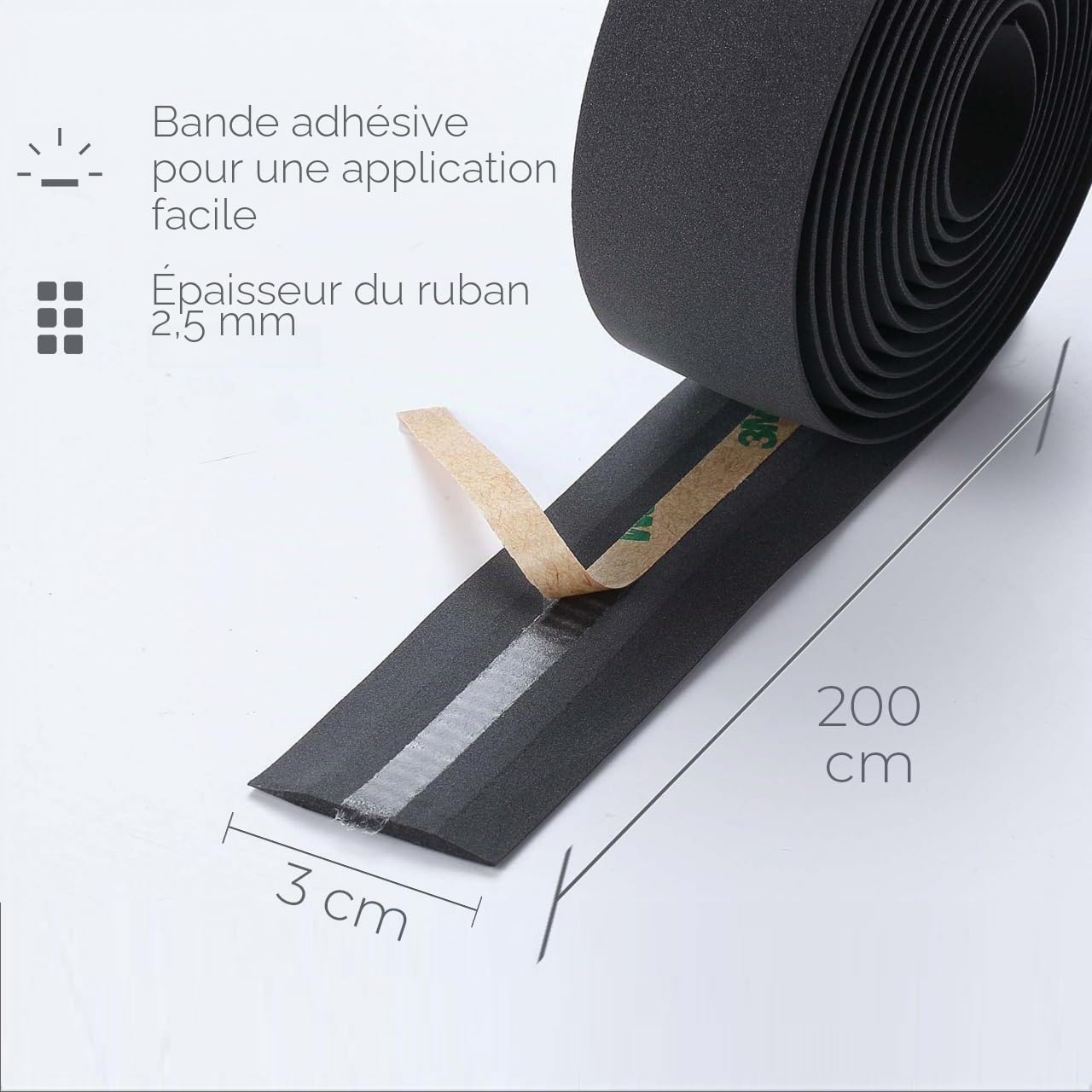 BBB Race Ribbon BHT-01 Ruban pour guidon Noir 200 x 3 cm