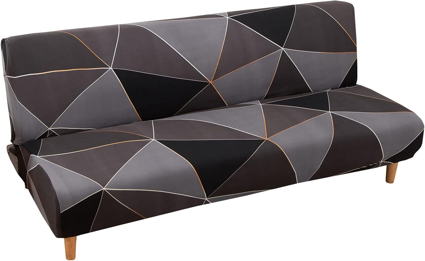 Stretch Geometric Futon Cover Slipcovers Full Size,Fully Folding Armless Sofa Bed & Couch Protector,Machine Washable (N)