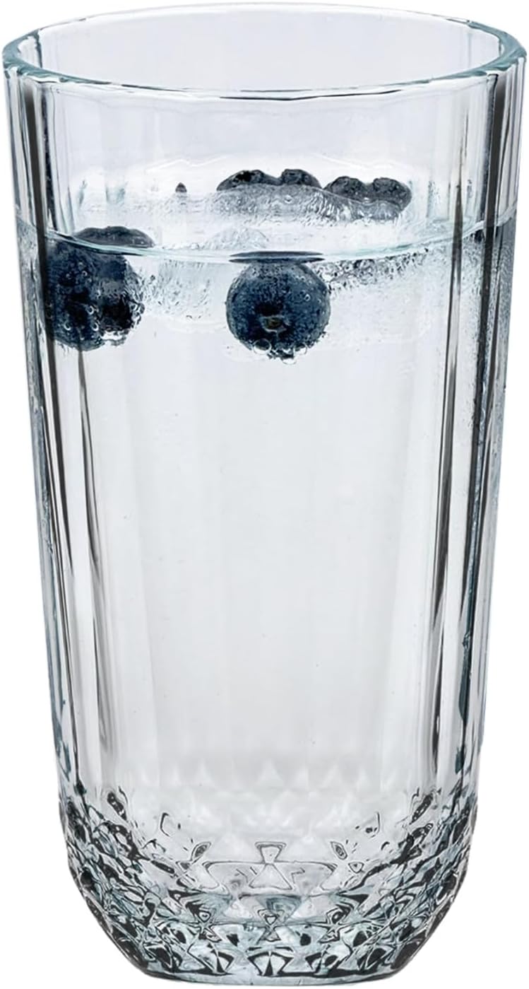 Highball Drinking Glasses Set of 12, 12 oz Crystal-Cut Water Glasses, Tall Clear Tumblers for Cocktails, Juice, Iced Tea, Mixed Drinks – Durable Dishwasher-Safe Glassware for Party, Home & Kitchen