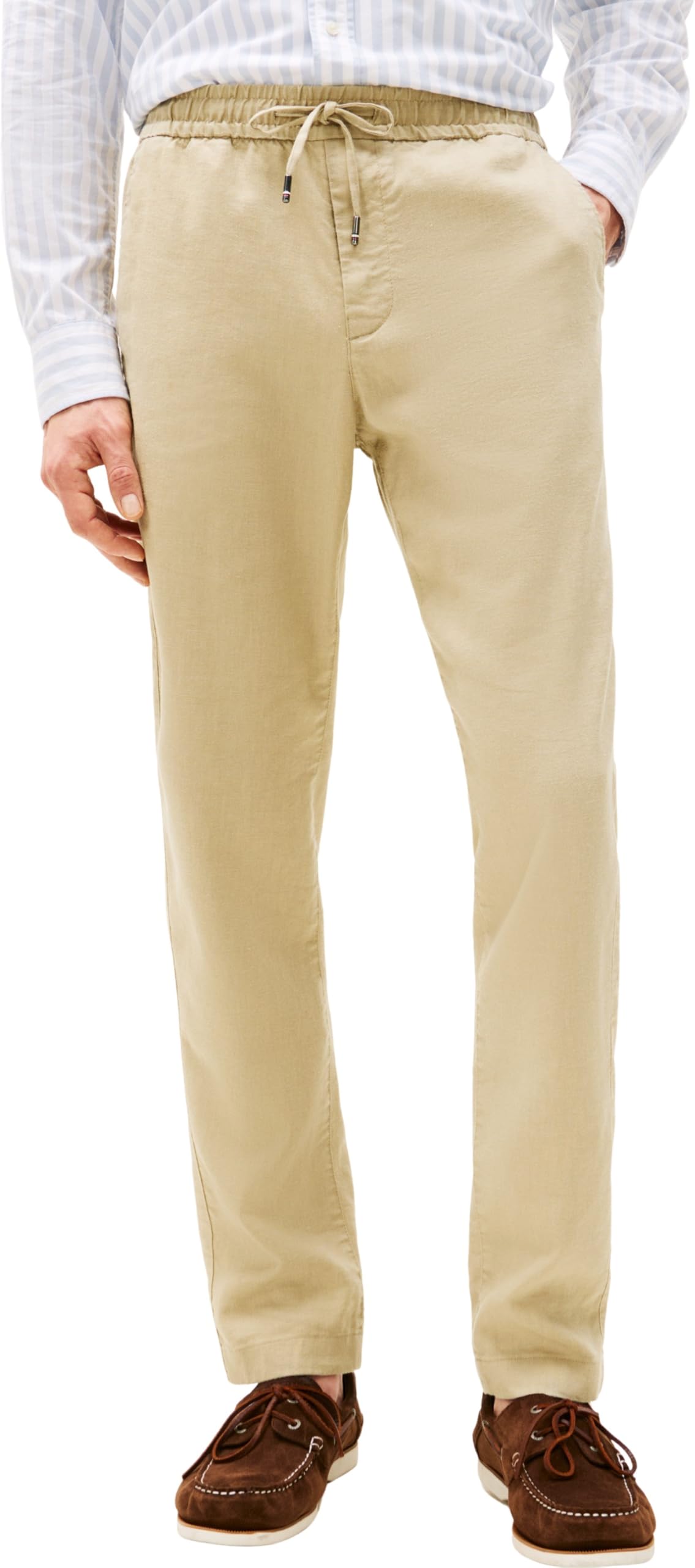 Tommy Hilfiger Men's Harlem Sorona Linen MW0MW38801 Chino, Khaki, 36W / 32L