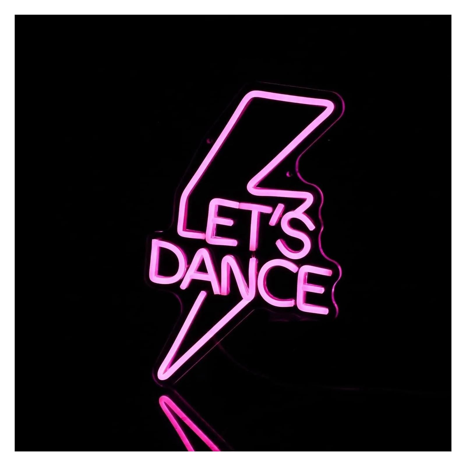Signs Lamp Let's Dance Neon Signs USB Powered Adjustable Brightness Pink Neon Lights, Wall Hanging Decor Commercial Signs 26cmx42cm