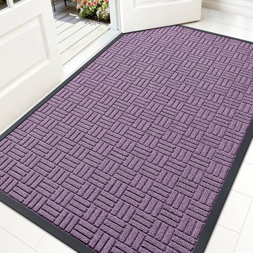Image of OLANLY Front Door Mat Outside Entrance 71x47, Absorbent, Heavy Duty Sturdy Natural Rubber Doormat Indoor Outdoor, Non-Slip, Stain and Fade Resistant, Low Profile Floor Mat for Entryway, Violet