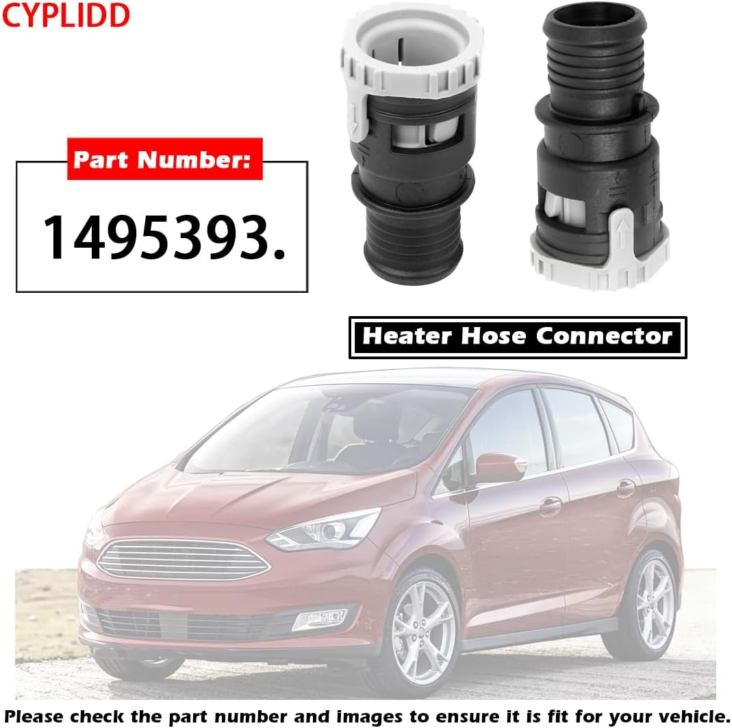 1495393 Heater Hose Connector Compatible with Ford C-Max Focus MK2 Escape Kuga 2.0L EcoBoost (Pack of 2)