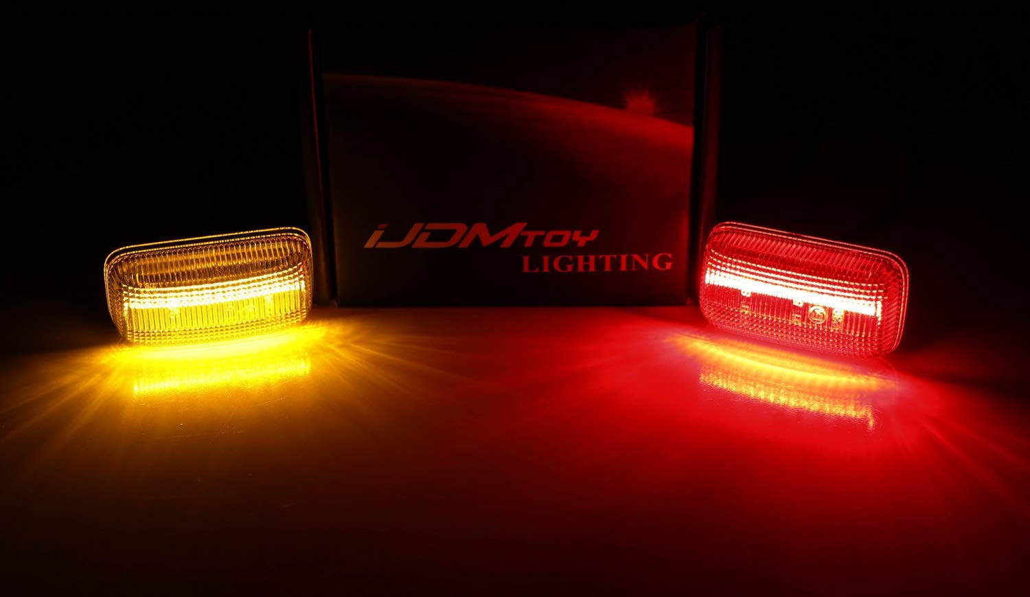iJDMTOY Smoked Lens Amber/Red Full LED Dually Rear Fender Marker Lights Compatible With Chevy/GMC 2015-up 2500HD 3500HD Double Wheel Fender Bed, Powered by Total 60 LEDs