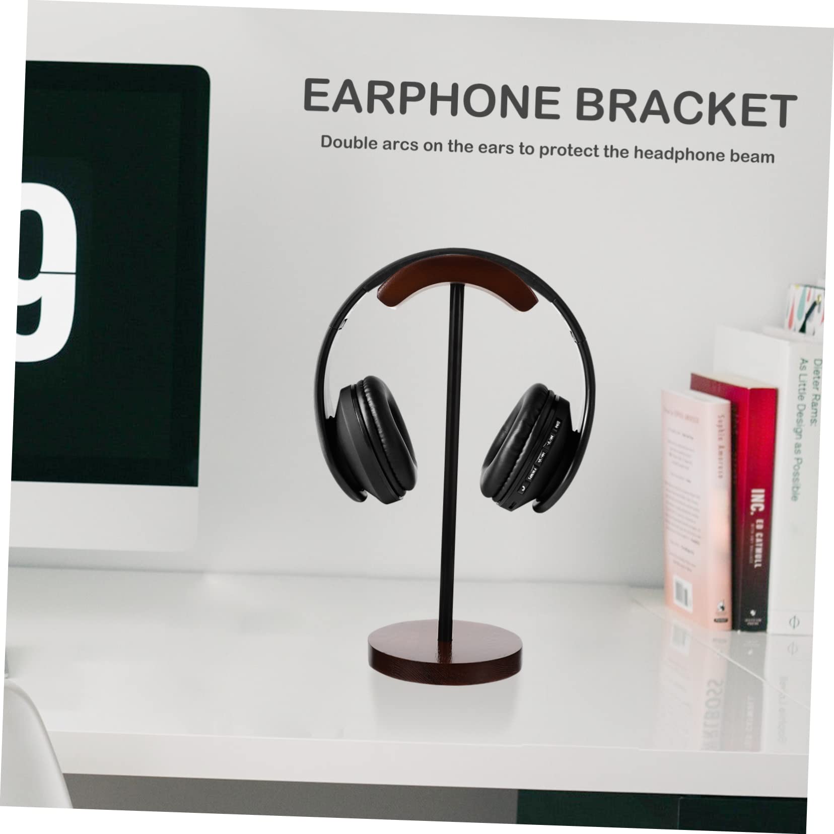 SEWACC Soporte Auriculares Base de Madera Organizador de Escritorio Compacto para Auriculares Inalámbricos Estante Estable para Almacenamiento de Cascos Gaming y Oficina