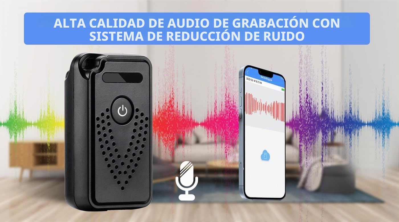 Grabadora de voz digital profesional con control remoto vía Wi-Fi y transferencia de archivos a distancia a smartphone (King Guard F1)