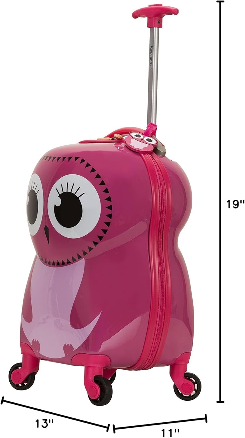 Rockland Jr. Kids' My First Hardside Spinner Luggage, Telescoping Handles, Owl, Carry-On 19-Inch