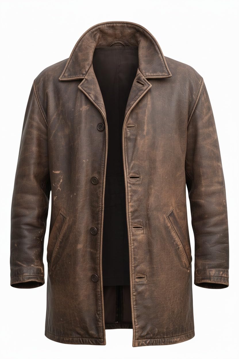 Trench da uomo Dean Winch 3/4 di media lunghezza in vera pelle – giacca da uomo in pelle vintage giacca lunga cappotto per auto cosplay costumi