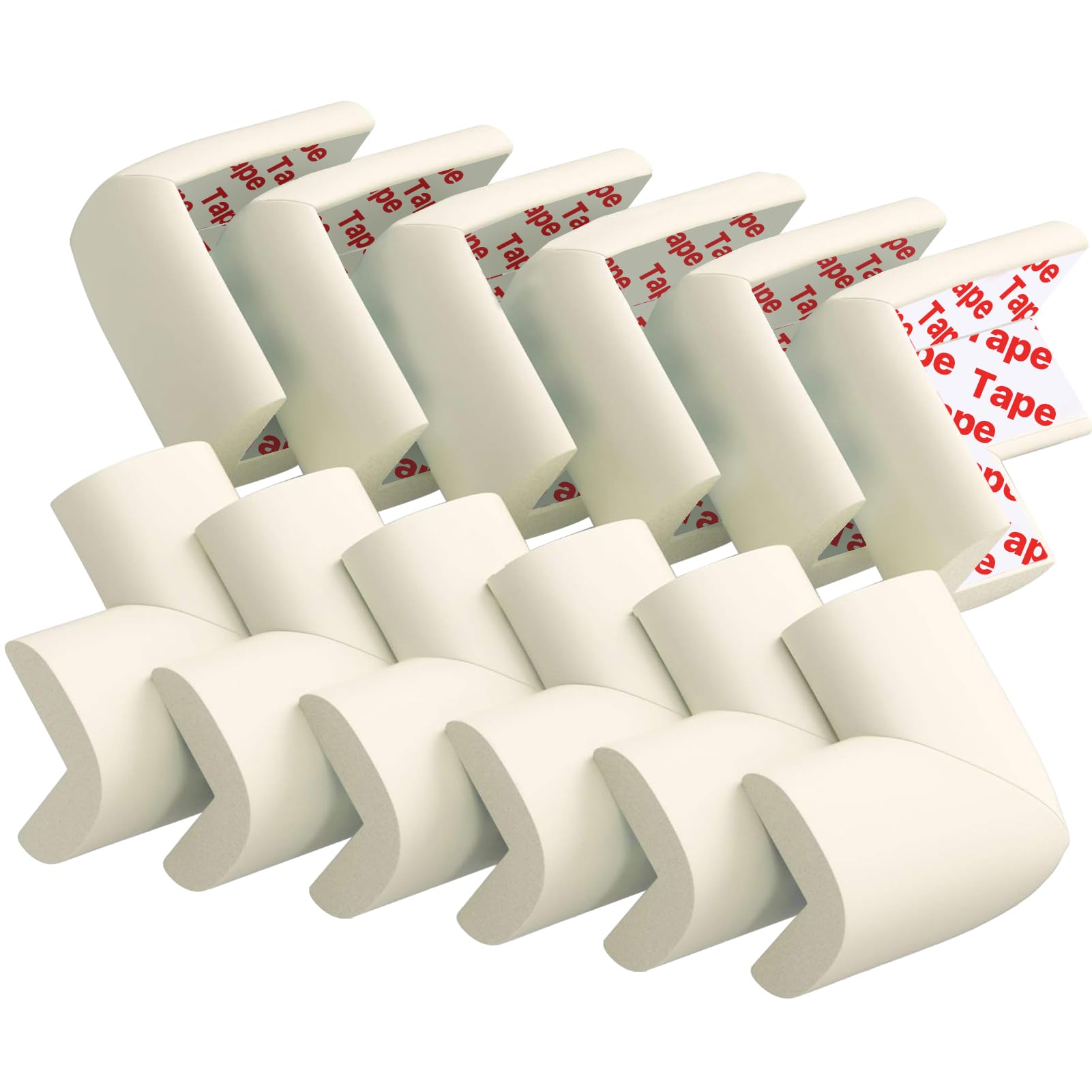 USfloatwishes 12 Pack Corner Protector Baby Proofing Edge and Corner Guards, Safety Pre-Taped Furniture Bumper for Fireplace, Table, Stair, Cabinet (White)