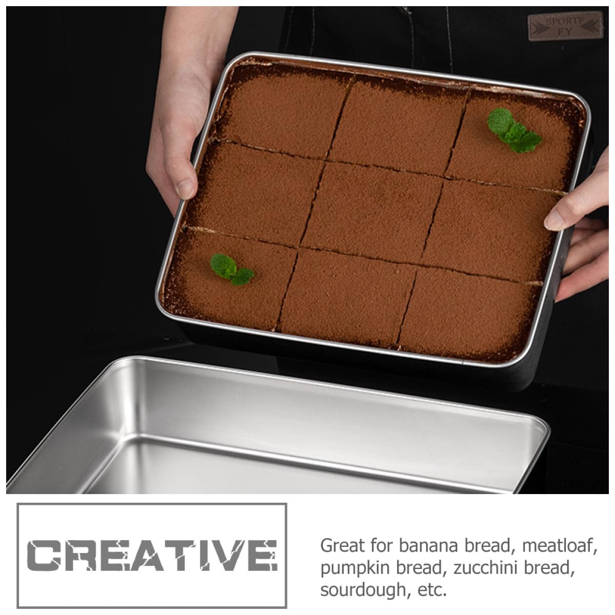 HOMSFOU Acciaio Inox Teglia da Forno 2 Pezzi per Tiramisù