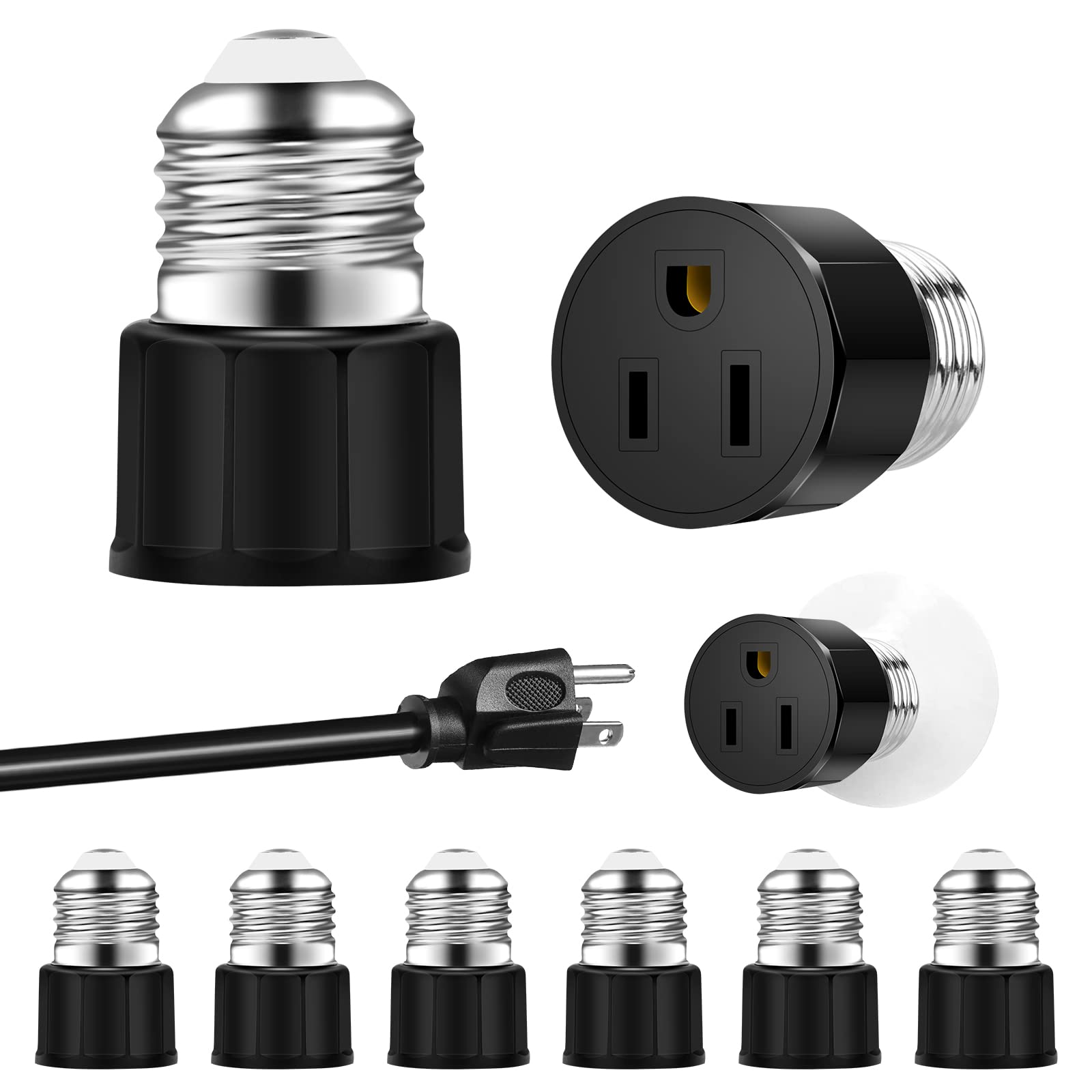 Buy Light Socket to Plug Adapter 3 Prong E26/ E27 Light Bulb Outlet