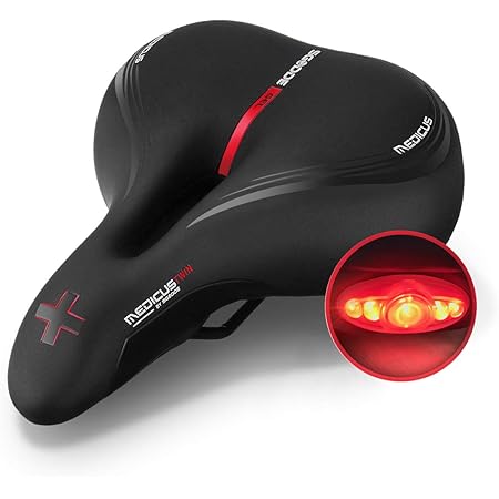 Amazon 自転車サドル ソフトサドル テールライト付き Sgodde 低反発サドル 超肉厚 お尻が痛くない クッション 衝撃吸収 クッション 通気性 穴開き ロードバイク マウンテンバイク クロスバイク用 Sgodde サドル