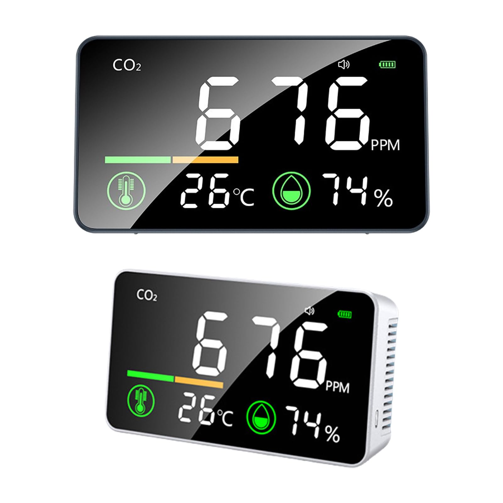 Detectores de CO2 montados en la pared mejorados, diseño simple, monitorea la temperatura y los niveles de dióxido de carbono para oficina en casa
