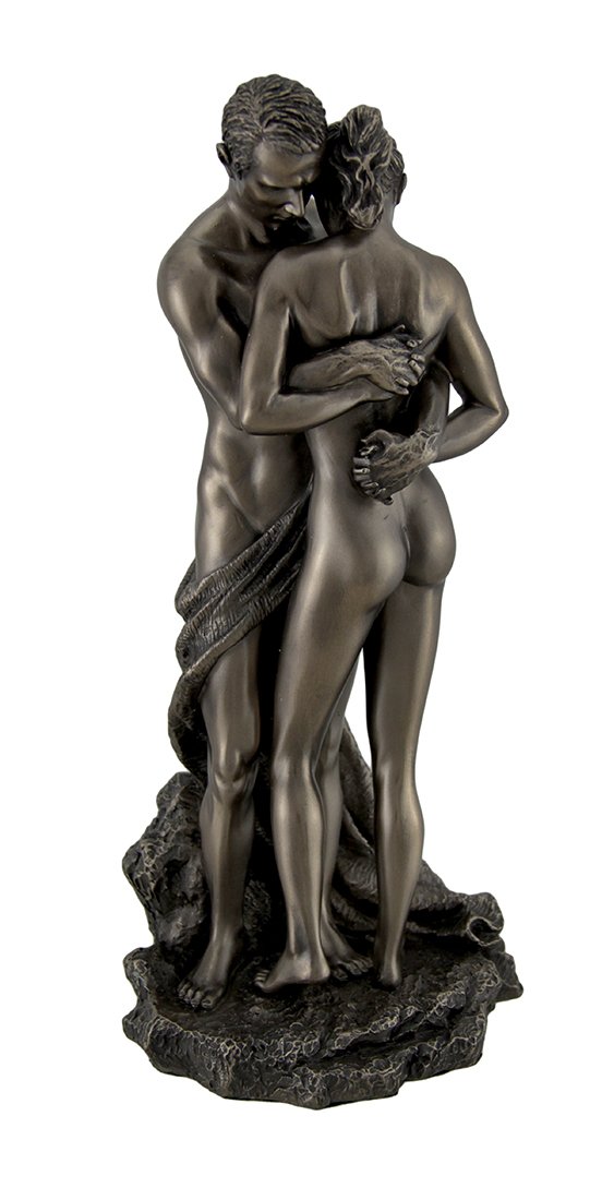 Veronese Design The Lovers Bronze Finished Loving Touching Couple Nude Statue