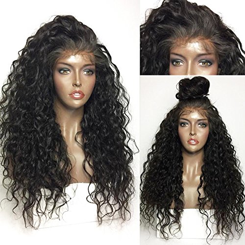 Rechoo Synthetic Lace Front Wigs Long Loose Curly Thick Full Ends Natural Black Hair Hairline with Baby Hair and Soft Swiss Lace Adjusted Cap 120% Density for African American 26 inches