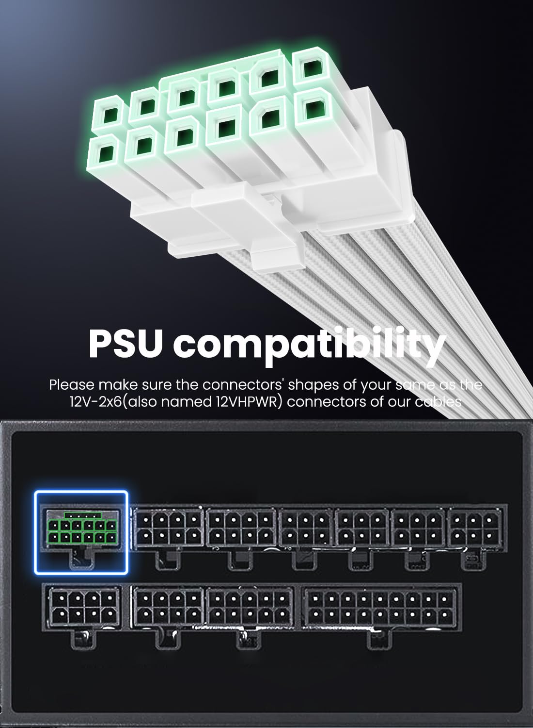 Fasgear 16pin GPU Power Cable - 70cm PCI-e 5.0 12VHPWR 600W 12+4 Male to Male 12V-2x6 PSU Sleeved Cable for RTX 3090Ti 4070 Ti 4080 4090 5090 5080 5070 5070Ti to ATX 3.0 Modular Power Supply (White)