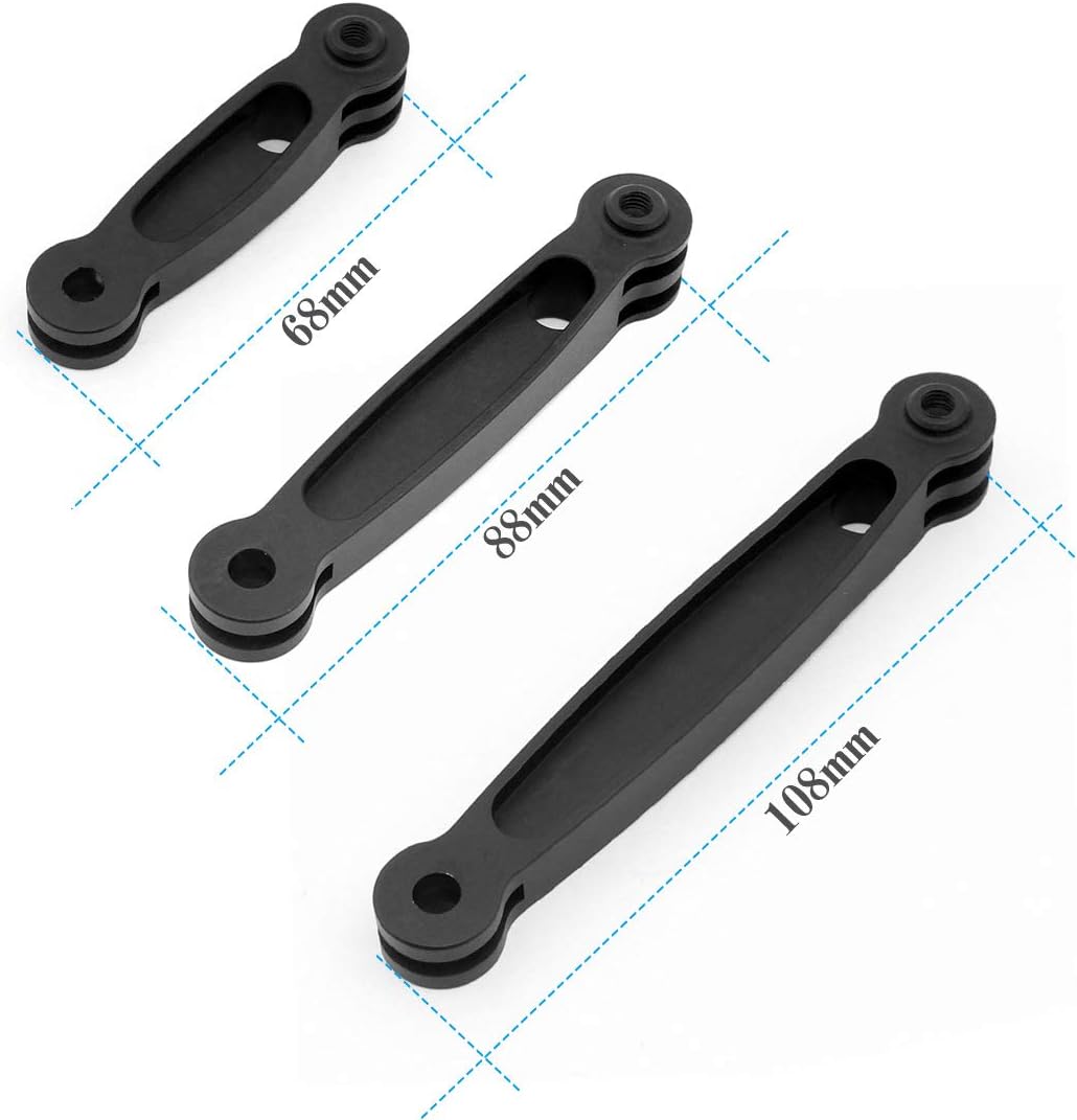 3 in 1 Extension Pivot Aluminum Alloy Arm – Adjustable Monopod Bracket for GoPro Hero 4 5 6 7 8 9 10 11 Black Silver Session, AKASO/Campark/YI & Other Cameras