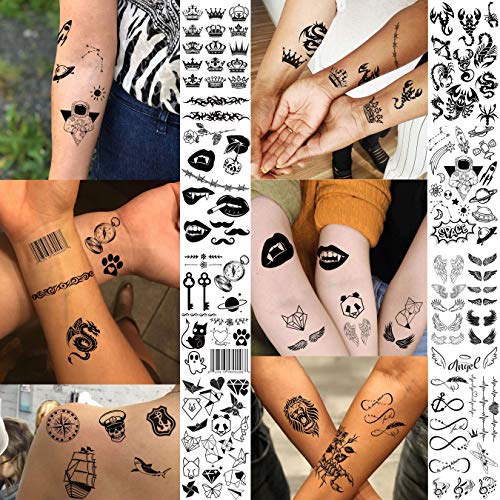 EGMBGM 52 Sheets Tiny Small Temporary Tattoos For Kids Boys Girls, Tribal Animals Butterfly Anchor Compass Tattoo… - Image 8