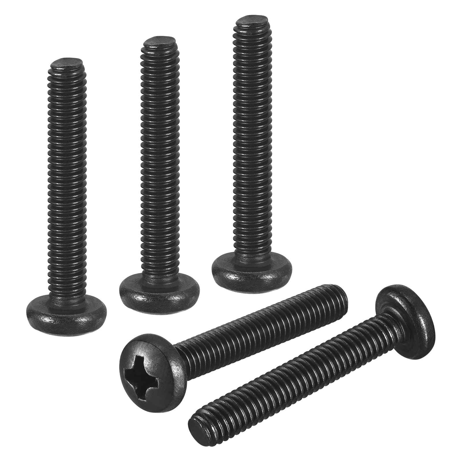 DTGN M4-0.7x25 Pan Head Machine Screws - 50pcs - Good for Machinery - 304 Stainless Steel Phillips Machine Screws Bolts - Black