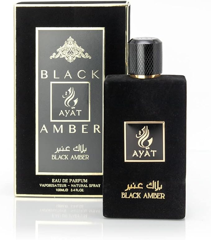 Ayat Perfumes – Eau de Parfum para mujer, 100 ml, fragancia árabe oriental, fabricado y diseñado en los Emiratos Árabes Unidos (Black Amber)