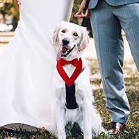 Vista 4 de Bandana de boda para perro, collar formal de esmoquin ajustable para perro con lazo, ropa de boda pequeña, mediana y grande, regalos de cumpleaños