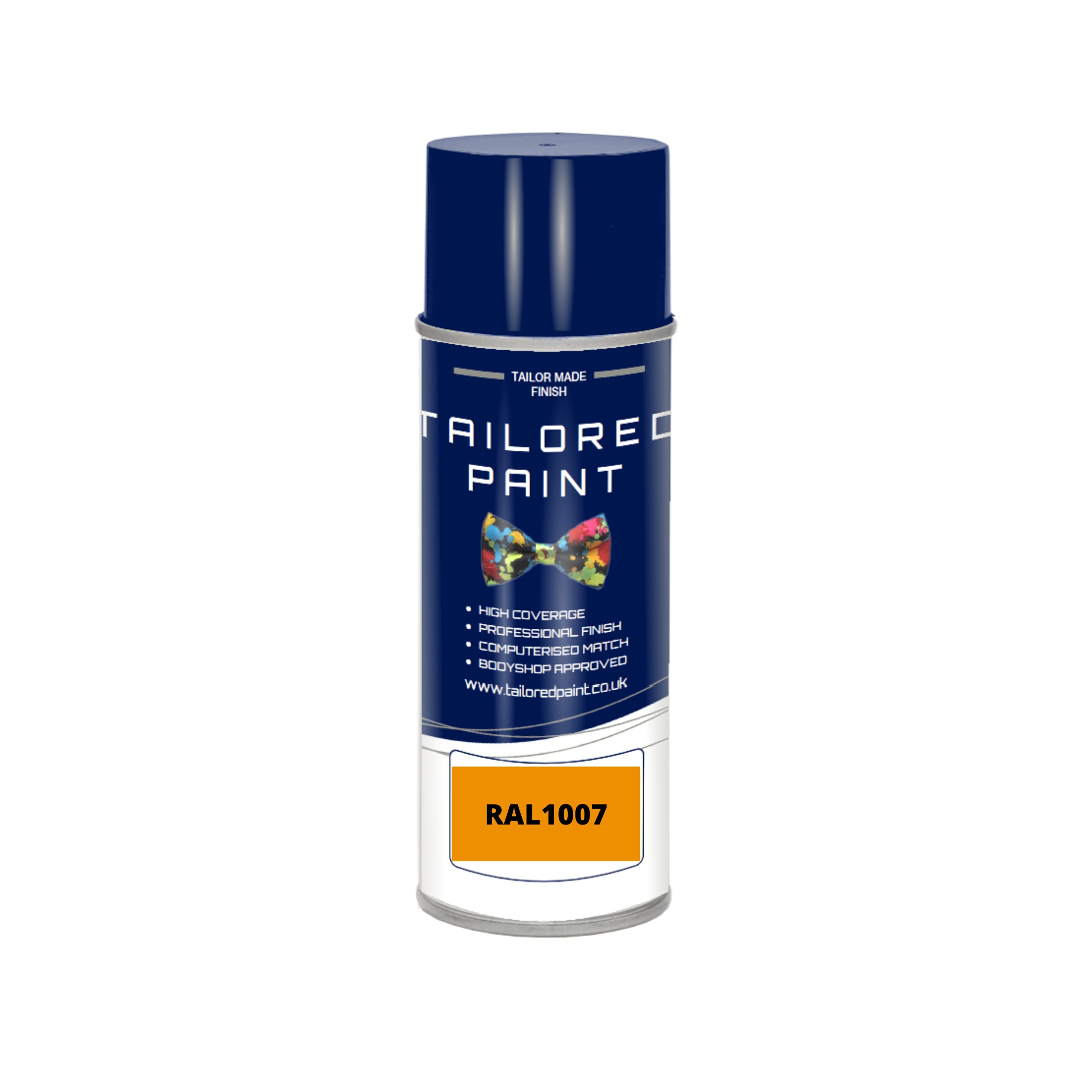 Tailored Paint Ral1007 Daffodil Yellow Gloss Ral 1007 Daffodil Yellow Gloss Aerosol Paint Can 2K Direct Gloss Paint For Wood, Metal, Plastic, Pvc, Upvc, Fascia Boards - Indoor & Outdoor