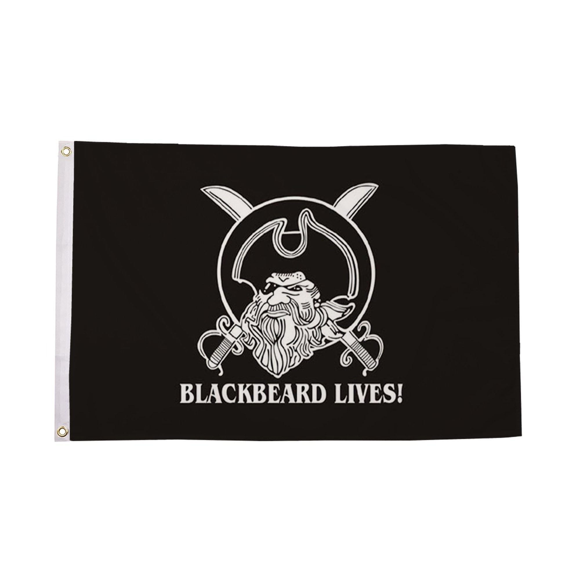 Flagtex Pirate Flags Blackbeard Lives 5ft x 3ft (150cm x 90cm) - Pirate Banner for Outdoor Display, Famous Pirate Jolly Roger Flag, Garden Pirate Decorations — image 1