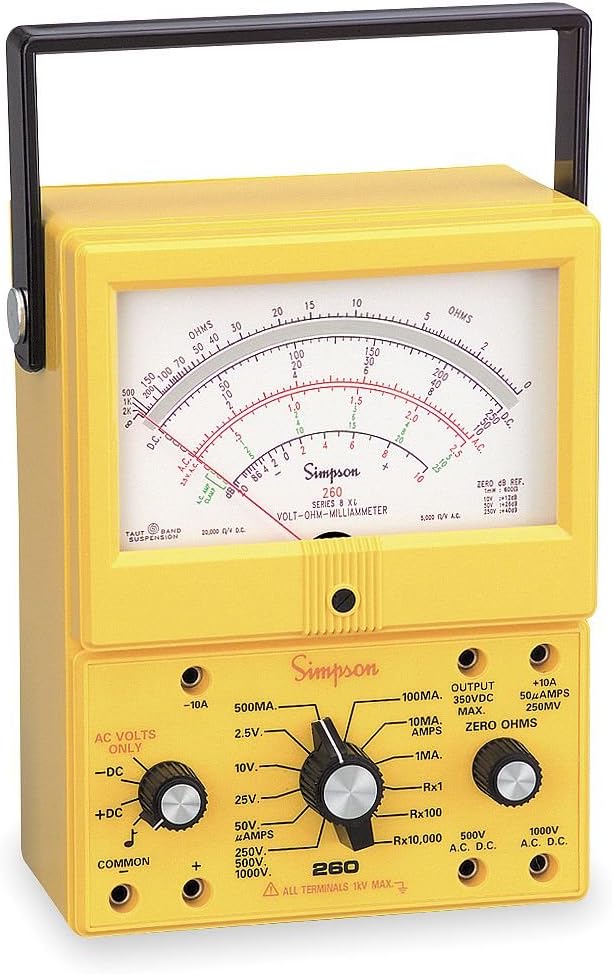 Analog Multimeter, 1000V, 10A, 20M Ohms
