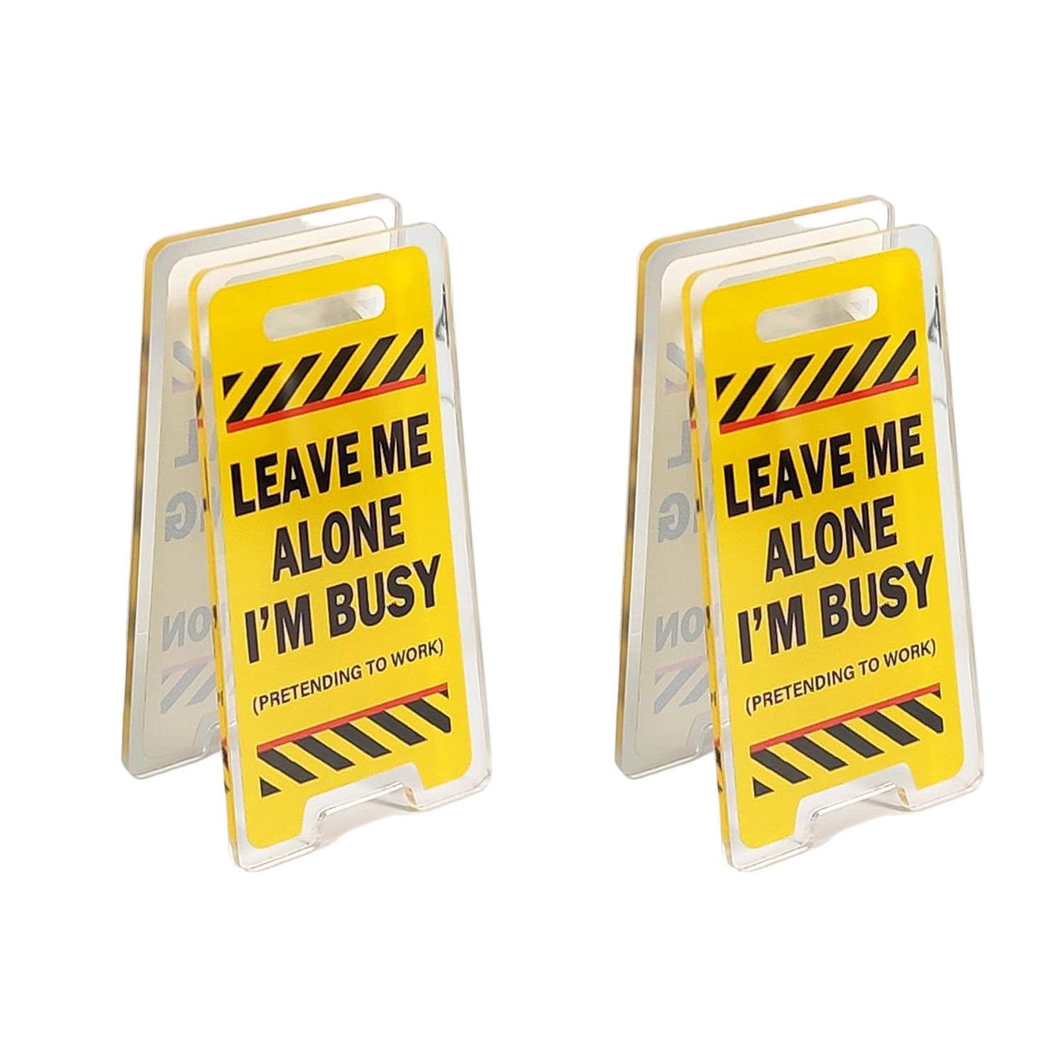 2 Pcs Leave Me Alone, I'm Busy, Funny Mini Office Desk Warning Sign Decor for Coworker