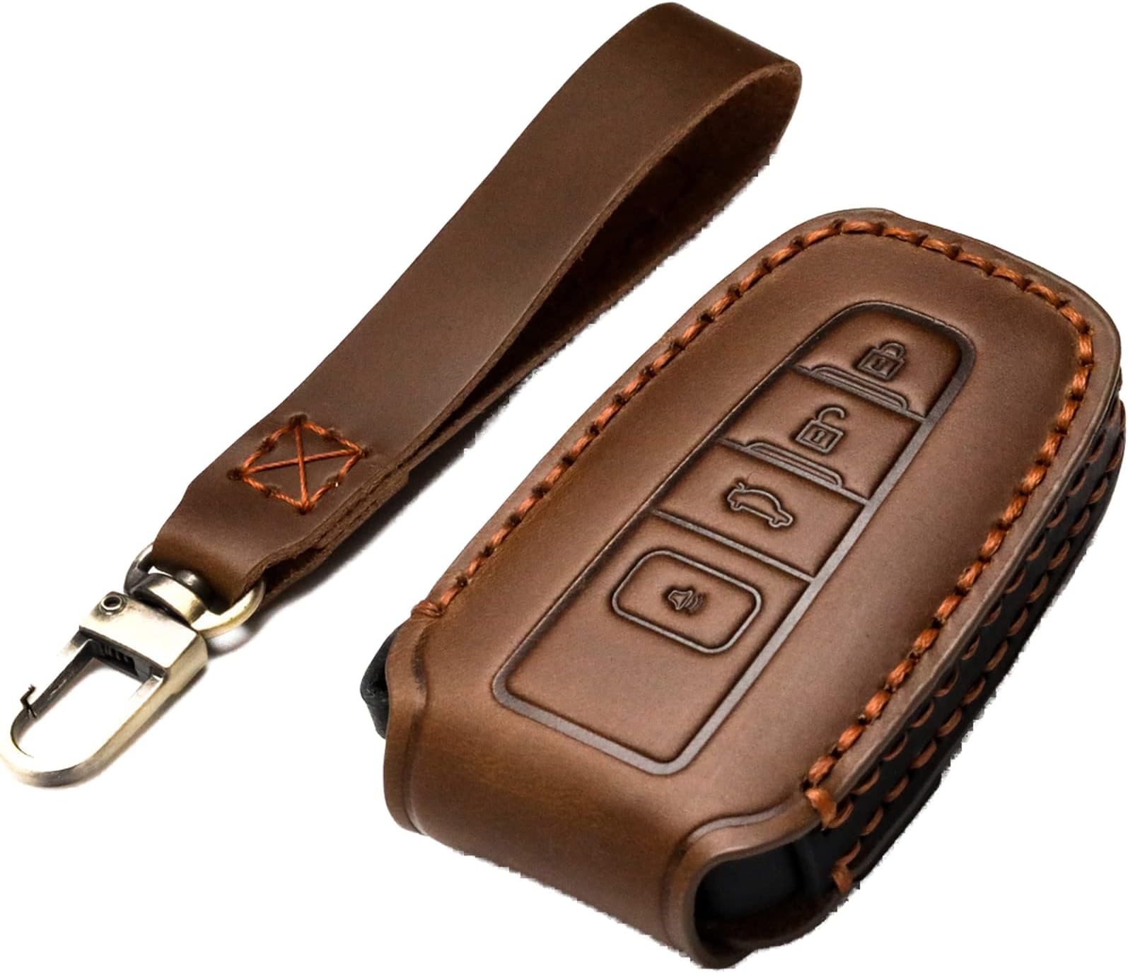 Dresmannst ZiHafate Dedicated Car Key Fob Cover Case Suit for Keyless Distant Control （an-Brown）