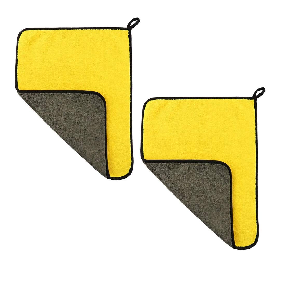 HSR Car Accessices Cleaning 800 Gsm Microfiber Towel For Car Cleaning And Detailing - Dual Sided, Extra Thick Plush Microfiber Cloth - 40Cm X 40Cm (Pack Of 7) - Yellow And Grey