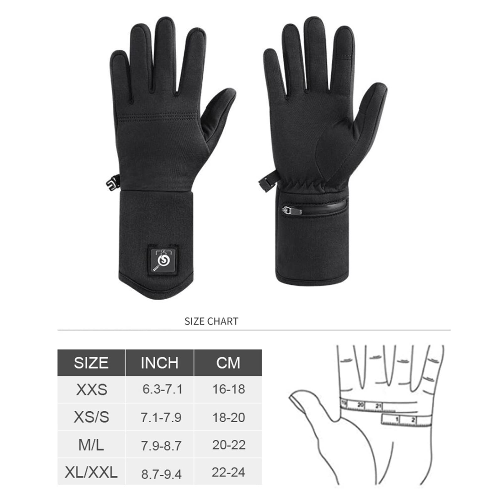 Gants Chauffants Chauds d'hiver Sports de Plein Air Chauffage Électrique Cyclisme Ski Alpinisme Gants à Écran Tactile Contrôle Intelligent de la Température,Red,S(16CM)